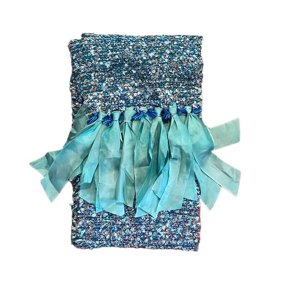 Twisted textiles NYC blue & teal scarf find handwoven scarf.